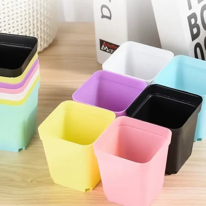 Mini pot de fleurs carré coloré pour le jardinage, petit pot succulent carré noir, 7x7cm, escalade d