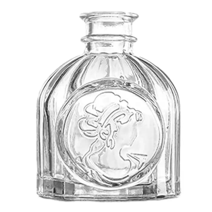 Vase en verre transparent vintage français ornemental à large ouverture pour pot de fleurs de table,