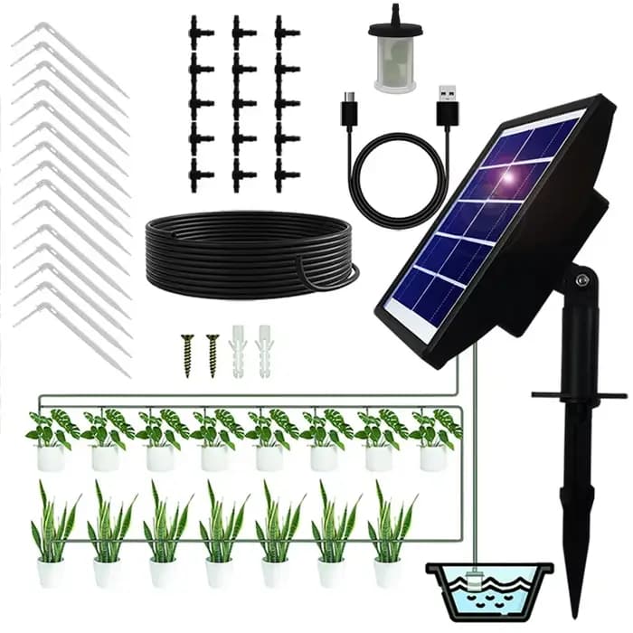 Kit de système d'irrigation goutte à goutte automatique solaire, Machine à eau pour plantes avec Ant