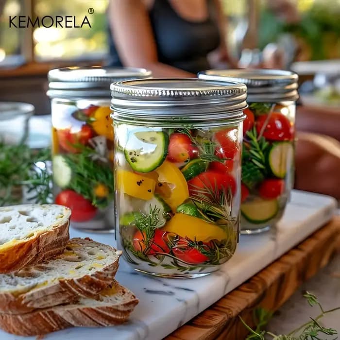 KEMORELA Mason pots 350ML avec couvercles 4 pièces Pint