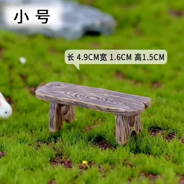 Mini banc de parc en bois, chaise succulente, bonsaï, tabouret d'amour romantique en résine, petits