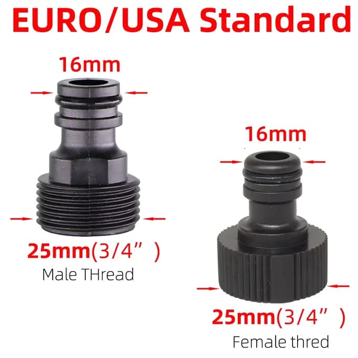 Raccord rapide EURO USA 3/4" mâle fileté pour tuyau d'arrosage, adaptateur pour système d'irrigation