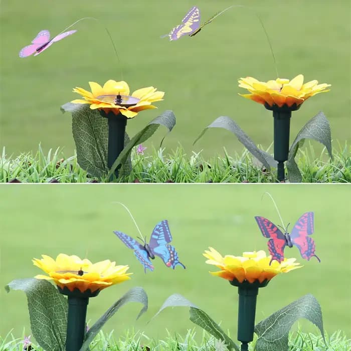 Piquet de fleurs de papillons et de colibri en pot, plantes de jardin, décor de jardin