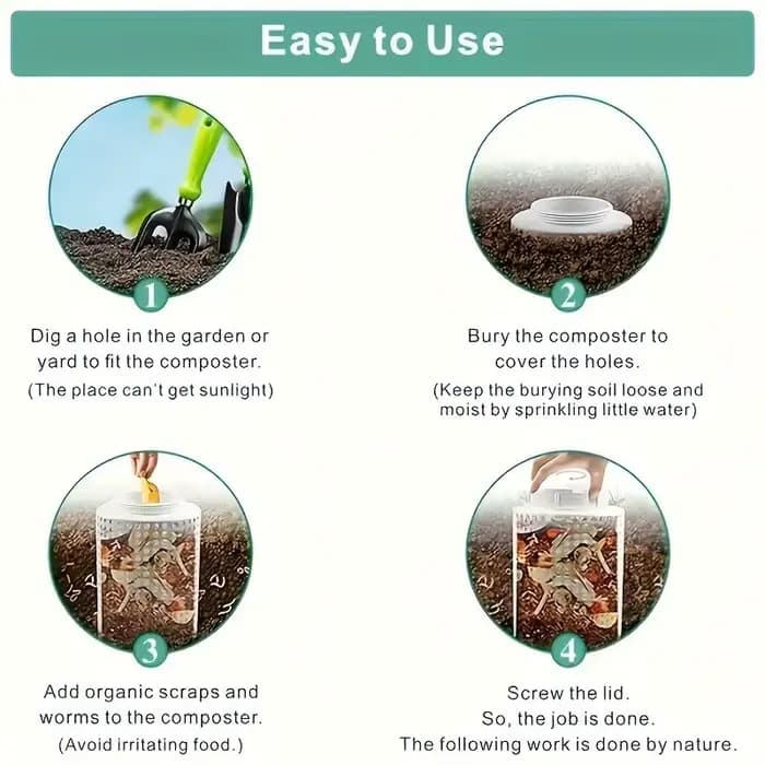 1 bac à compost en PVC pour vers de terre, gain de place, pour petits pots et jardins, tube rond anti-odeur pour compost de thé de vers de terre