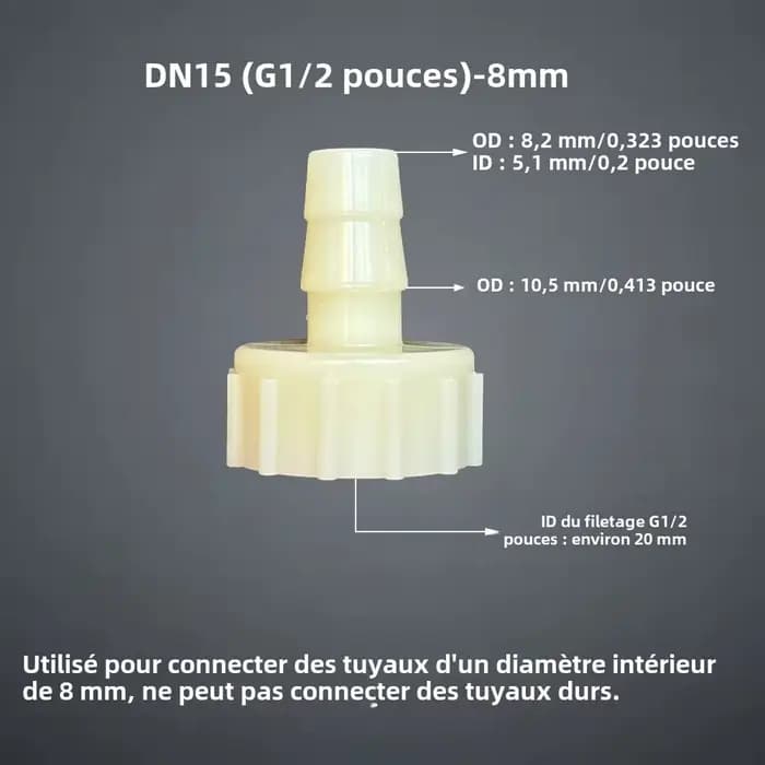 Connecteur de tuyau femelle G1/2 pouces DN15