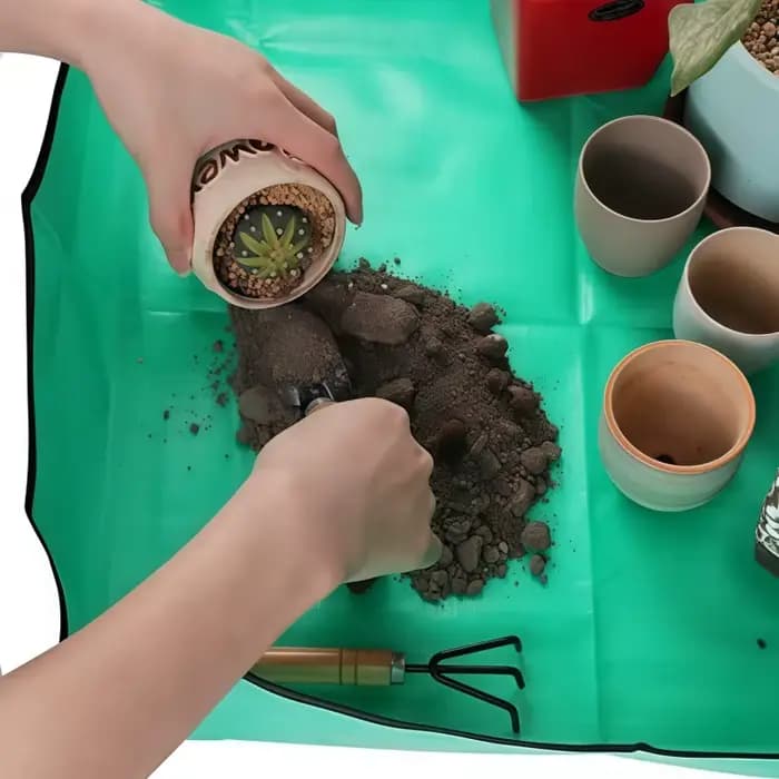 Tapis de repotage pliable et imperméable pour plantes