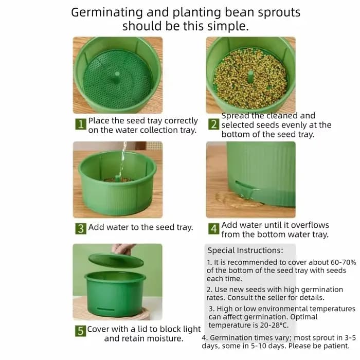 Pots de pépinière en plastique pour germes de haricots
