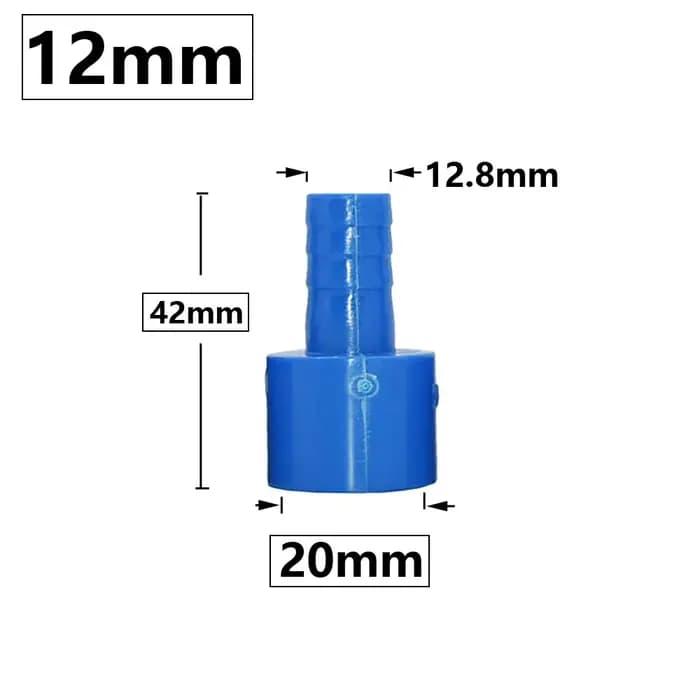 Connecteur de tuyau en PVC ID 20mm 1/2 à 8/10/12/16mm