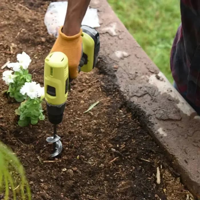 Tarière spirale pour jardinage – Perceuse manuelle ou électrique pour la plantation de fleurs et de légumes et l'ameublissement du sol