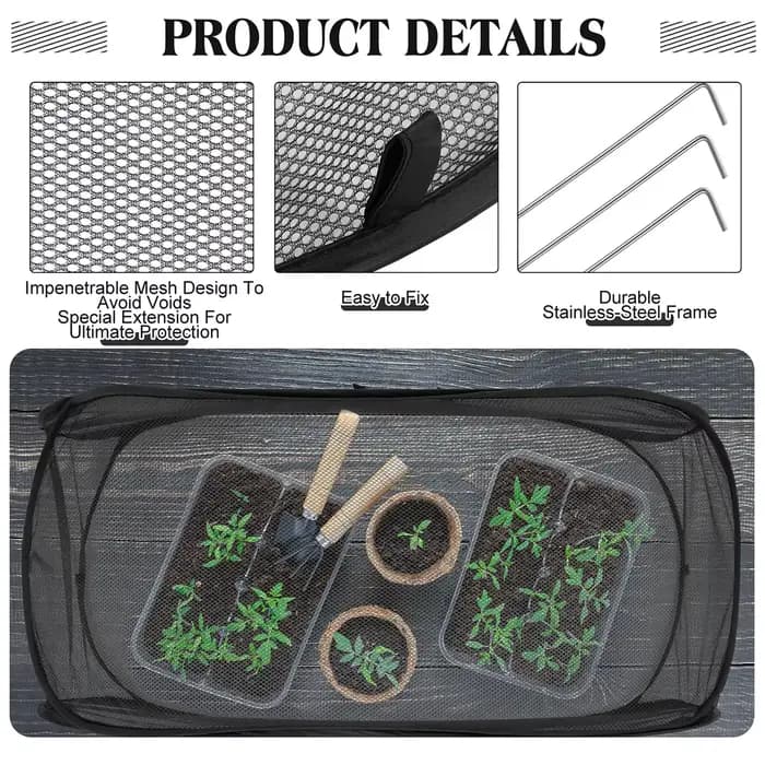 Serre de jardin pop-up en maille pour plantes, couverture pour semis, accessoires de jardinage de gr