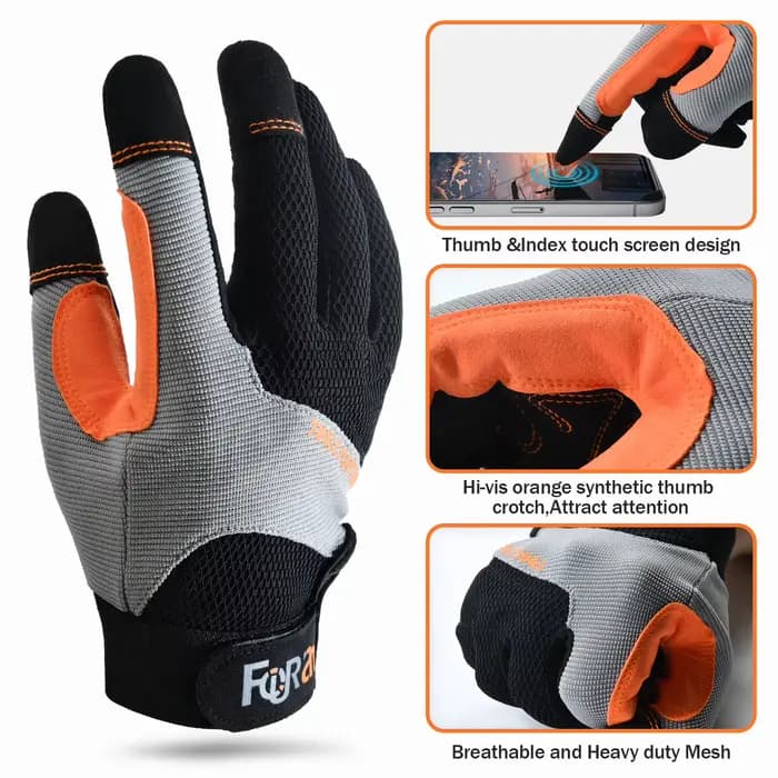 1 paire de gants de travail utilitaires pour écran tactile pour hommes et femmes, respirants, pour C