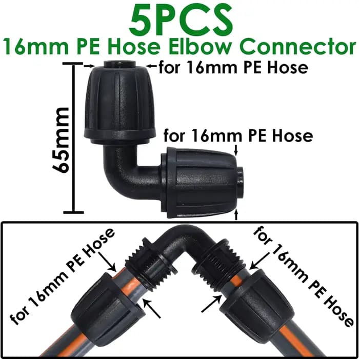 Sprycle 5 pièces 16mm 1/2 ''PVC connecteur de tuyau de jardin arrosage goutte à goutte irrigation co