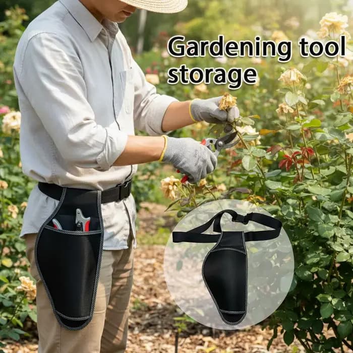 Sacoche de ceinture pour outils de jardin avec cisailles électriques et ciseaux