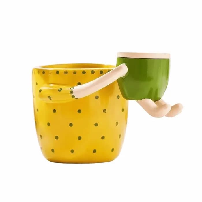 Pot de fleurs en résine parent-enfant avec trous de drainage
