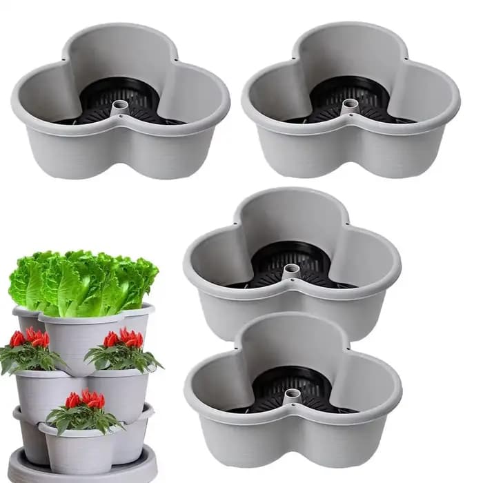 Jardinière verticale empilable multi-niveaux en plastique avec roulettes mobiles pour fraises