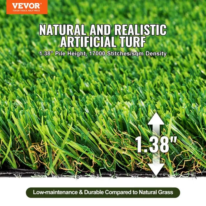 SucceBuy Tapis d'herbe artificielle Gazon vert 1.38/1.57" Faux tapis de porte Décoration extérieure