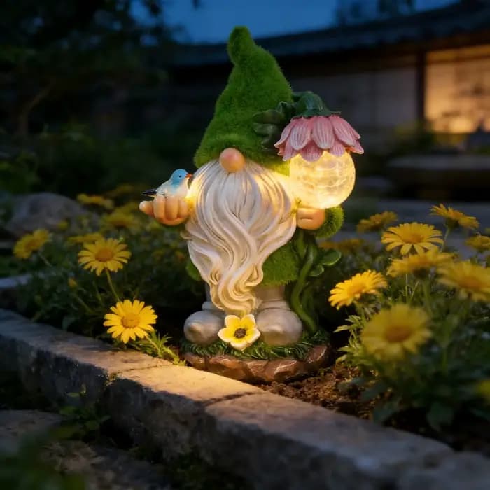 Jardin Gnome lumière solaire extérieure LED étanche décor pour cour Patio parterre de fleurs voie eau caractéristique lueur veilleuse Figurine