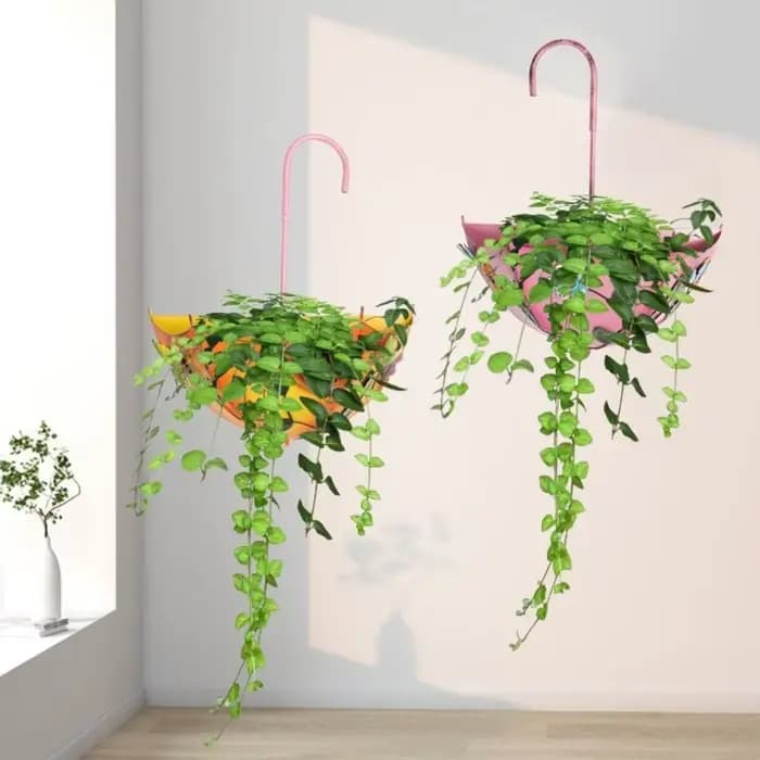 Pot de fleurs rustique en fer en forme de parapluie
