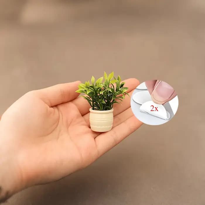 1 ensemble de mini-pots de plantes vertes artificielles | Ornement de console centrale de voiture