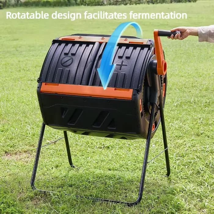 Composteur à bascule grande capacité pour déchets de jardin et de cuisine, bac de fermentation aérobie anti-corrosion pour extérieur
