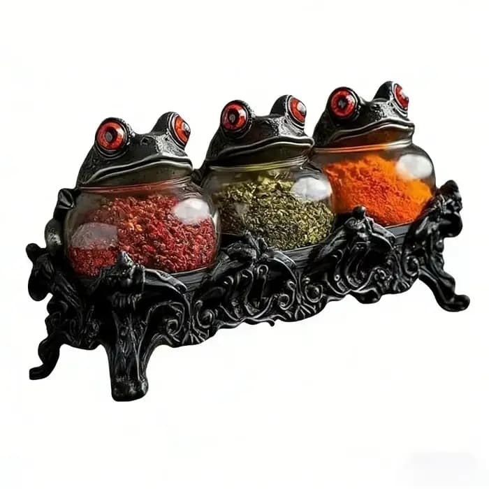 Pot à épices multifonctionnel en verre transparent en forme de grenouille amusante