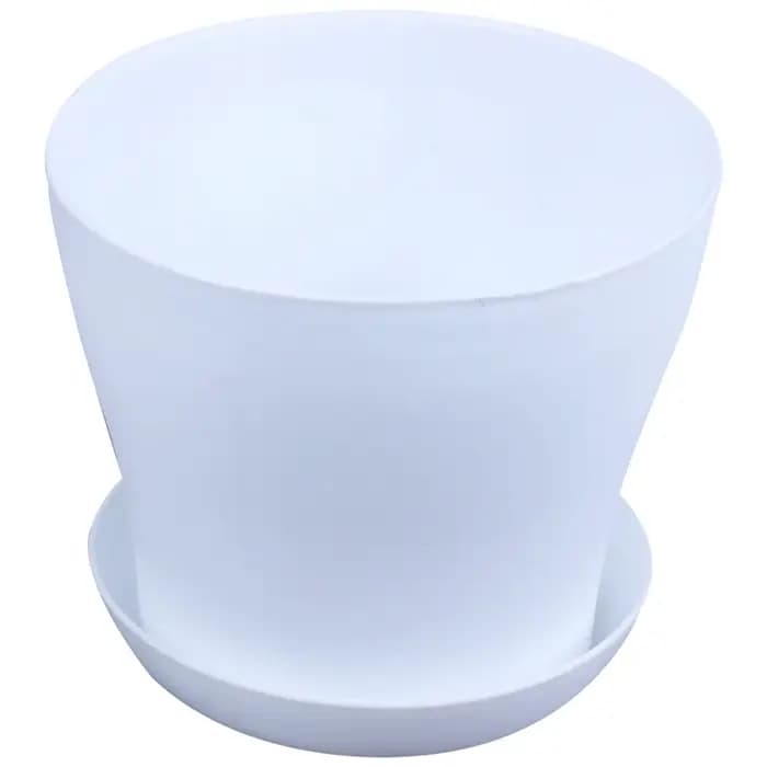 Pot de fleurs en plastique avec calibre supérieur blanc
