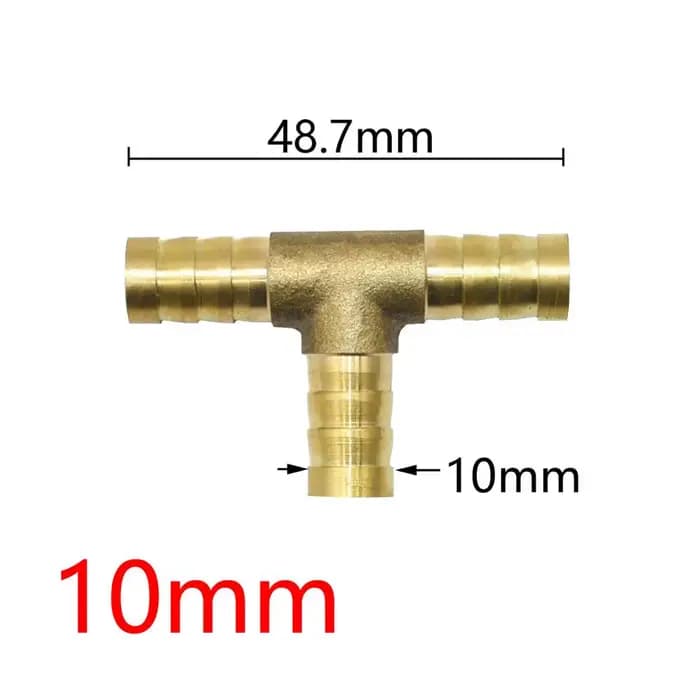 Connecteur de tuyau en laiton en forme de T, tuyau à 3 voies, connecteur barbelé en cuivre, adaptate